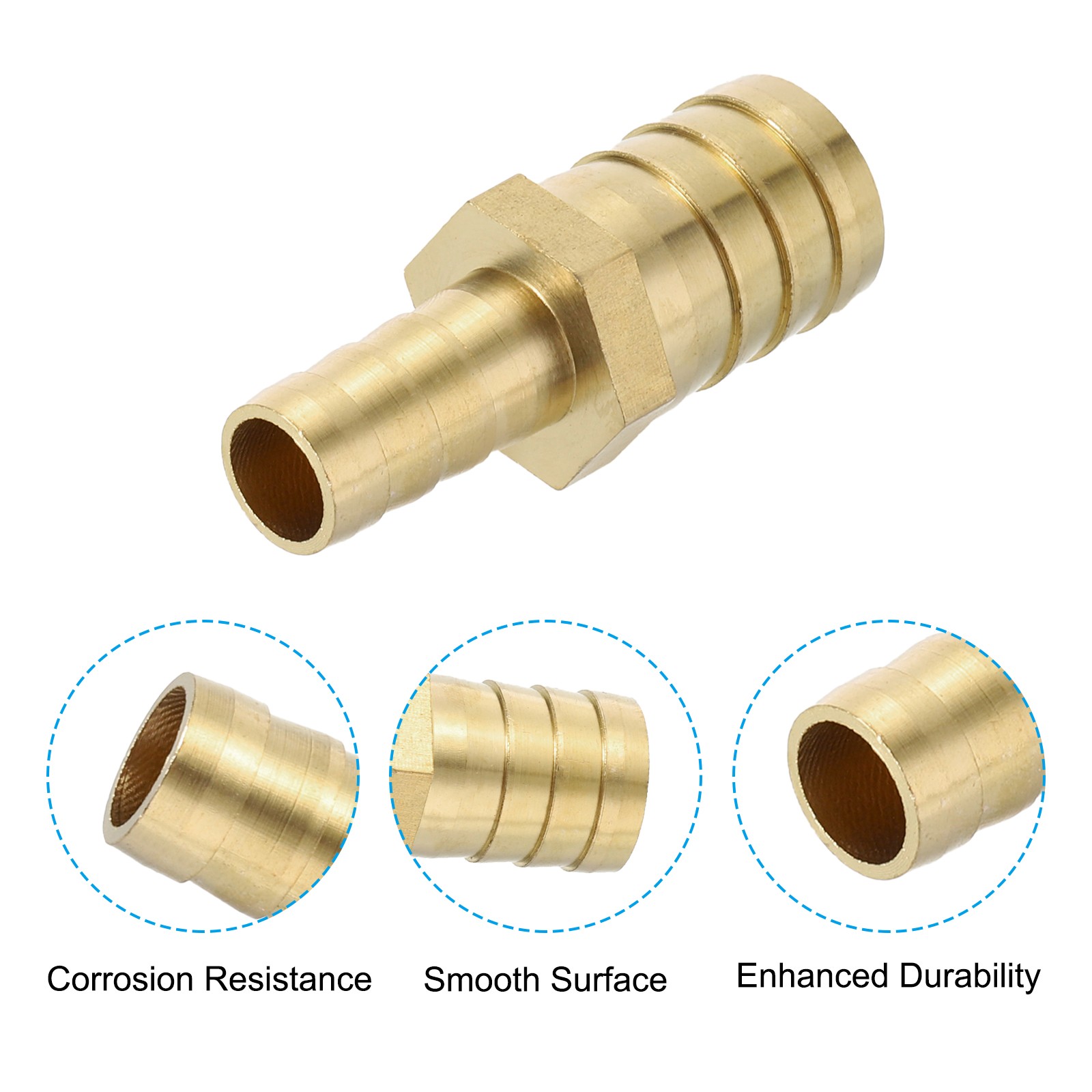 2 Pcs 1/2″ to 3/4″ Brass Hose Barb Reducer with 4 Clamps