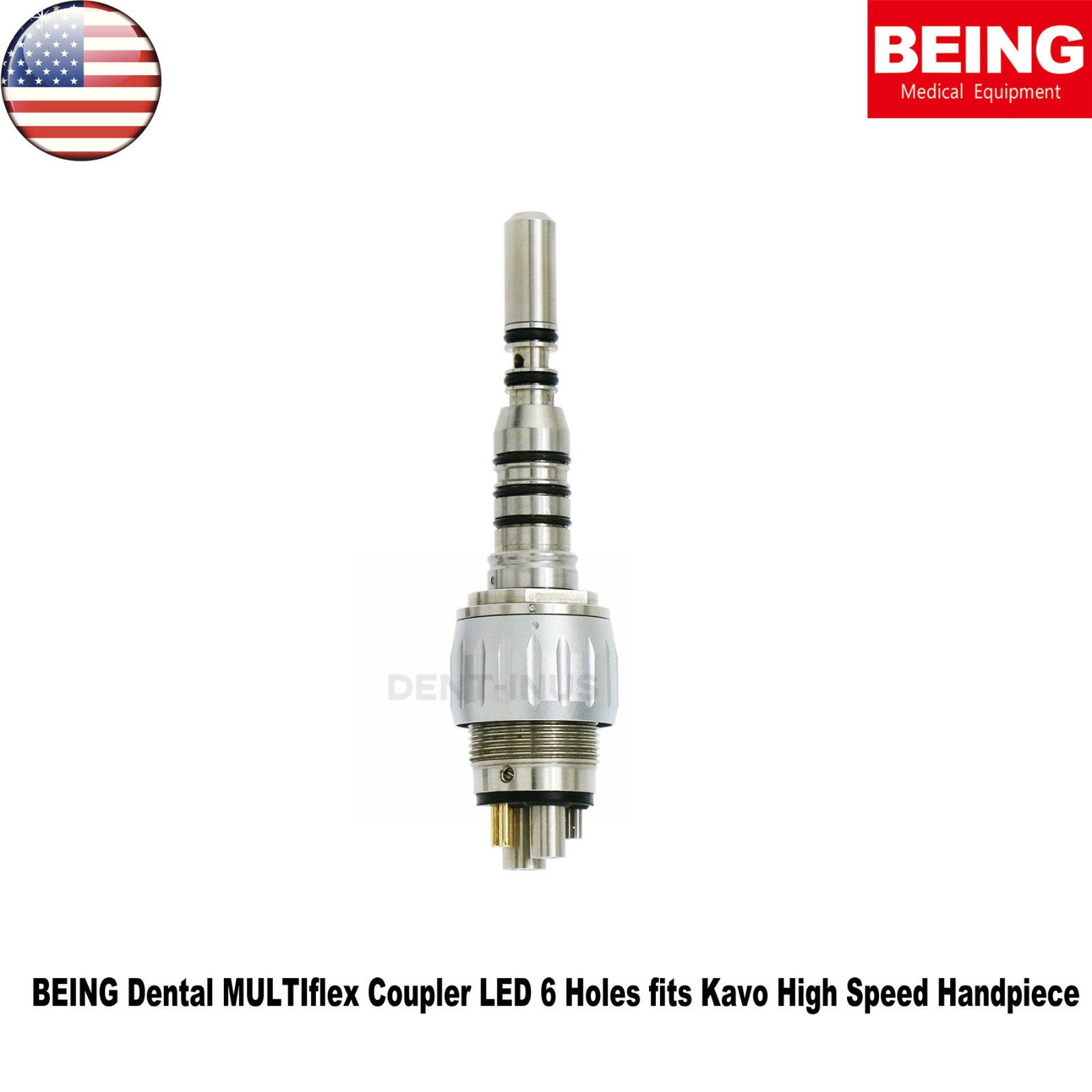 US BEING Dental High Speed Handpiece 4Hole Fiber Optic LED Coupler fit KAVO 6Pin