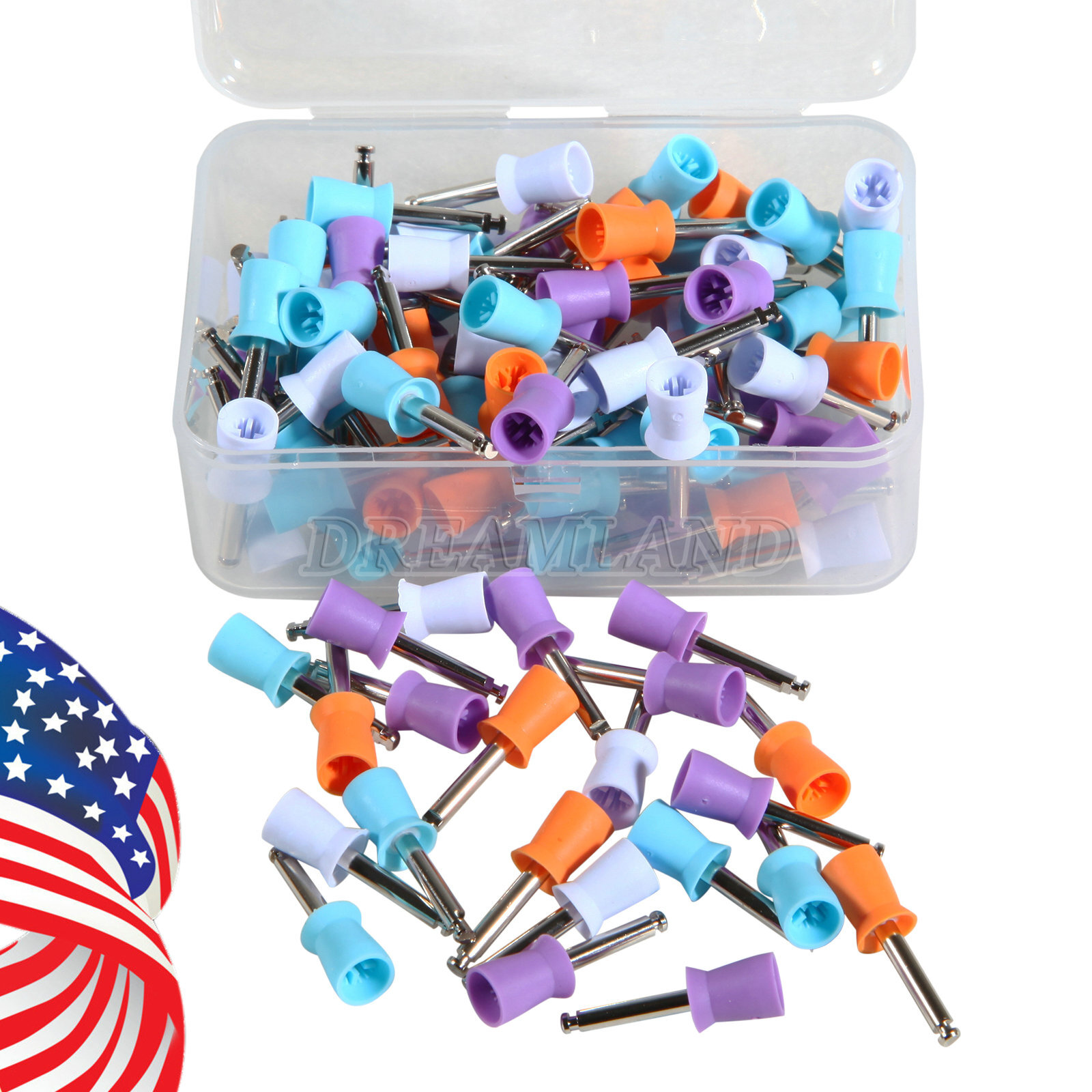 Disposable Dental Prophy Polishing Cups Latch Type Rainbow & White