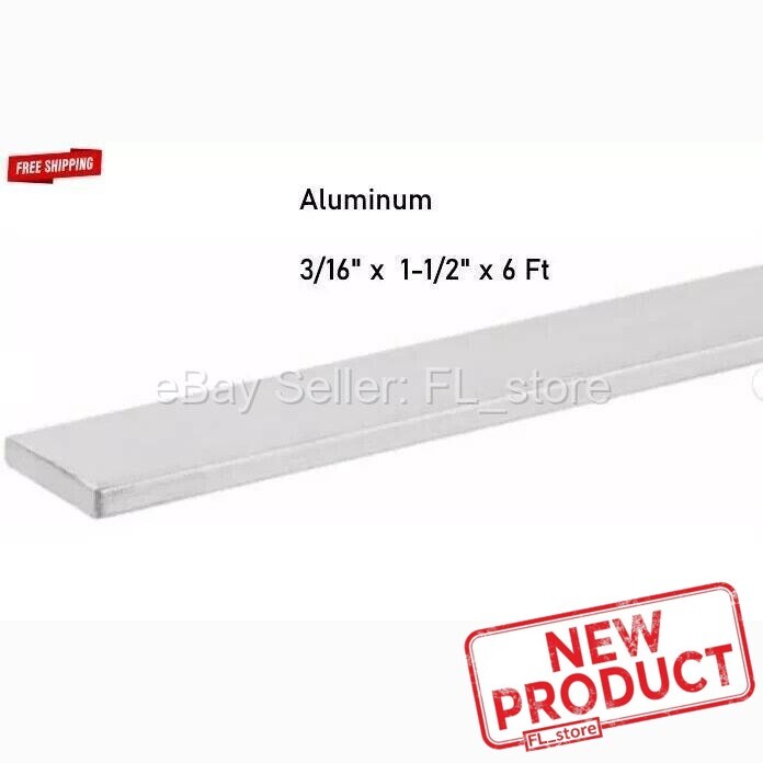 3/16″ Aluminum Flat Stock Bar 3/16″ 1-1/2″ x 6 Feet Unpolished Alloy 6061 72″