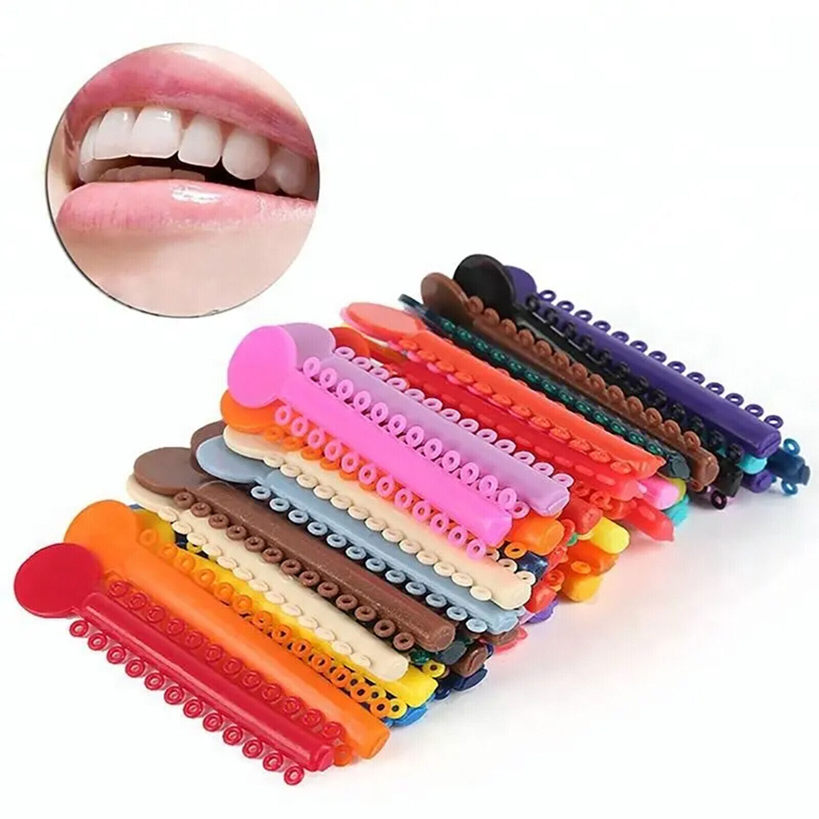 1040 Pcs Dental Orthodontic Ligature Ties Elastic Rubber Band Braces Mixed Color