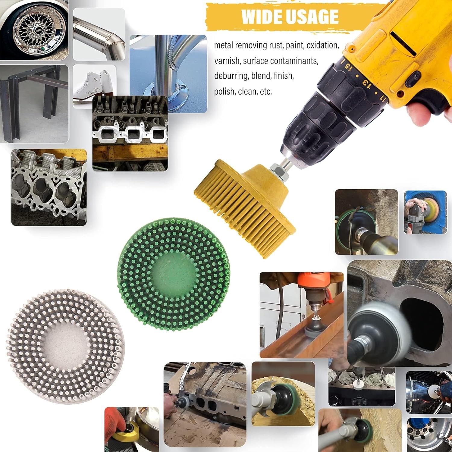 3pcs Bristle Disc 2″ 120# 80# 50# Grit R-Type Abrasive Brush Coarse Bristle Disc