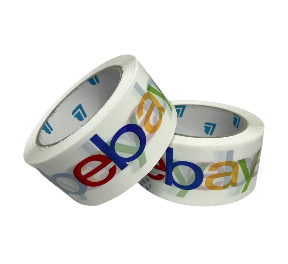 2 Rolls eBay Branded BOPP Shipping Tape With Color Logo 2 inches x 75 Yards
