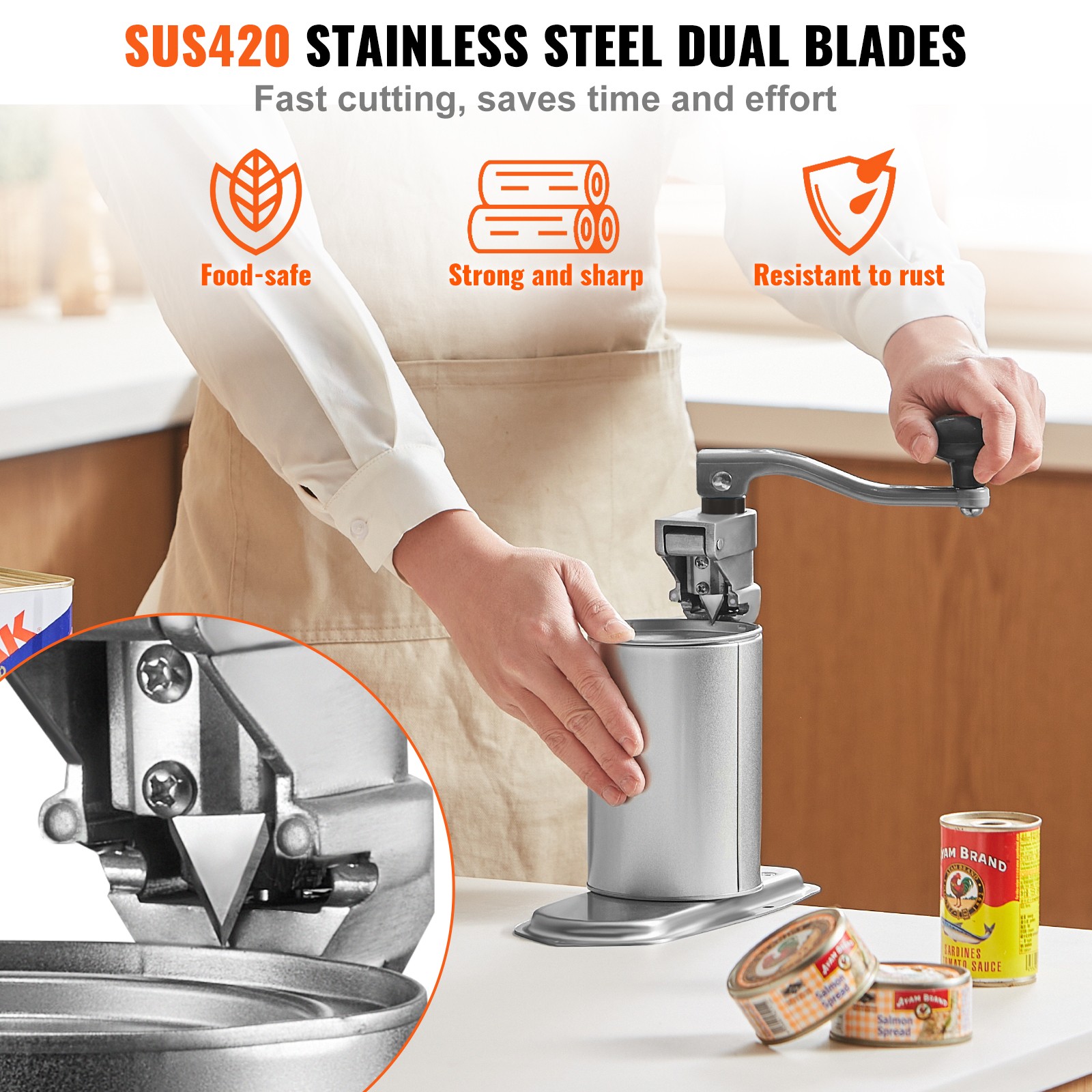 Uimoso Commercial Manual Can Opener with Table Clamp 11.8-inch Heavy Duty Design