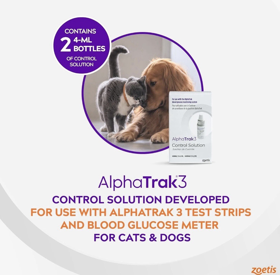 Alphatrak 3 Control Solution for AT3 Blood Glucose Meter 2 Count 4Ml Bottles