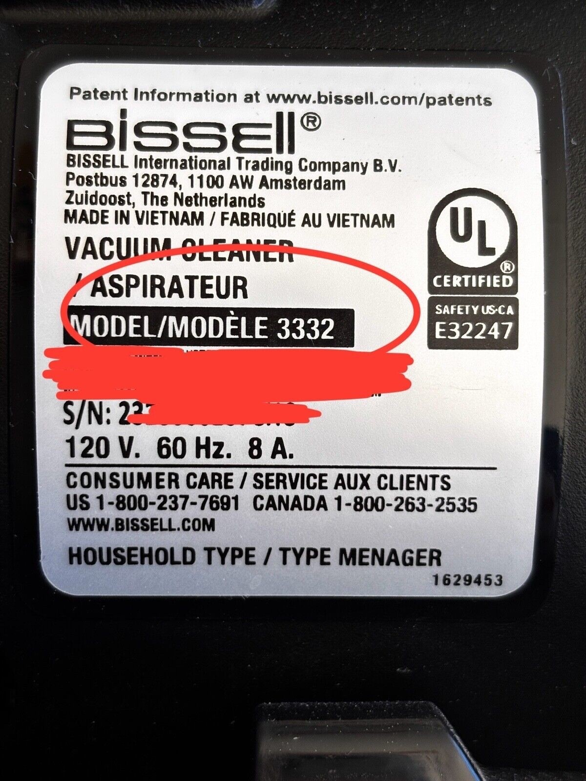 Bissell Powerforce Cleanview Bagless Washable Premotor Filter #1608225, Black