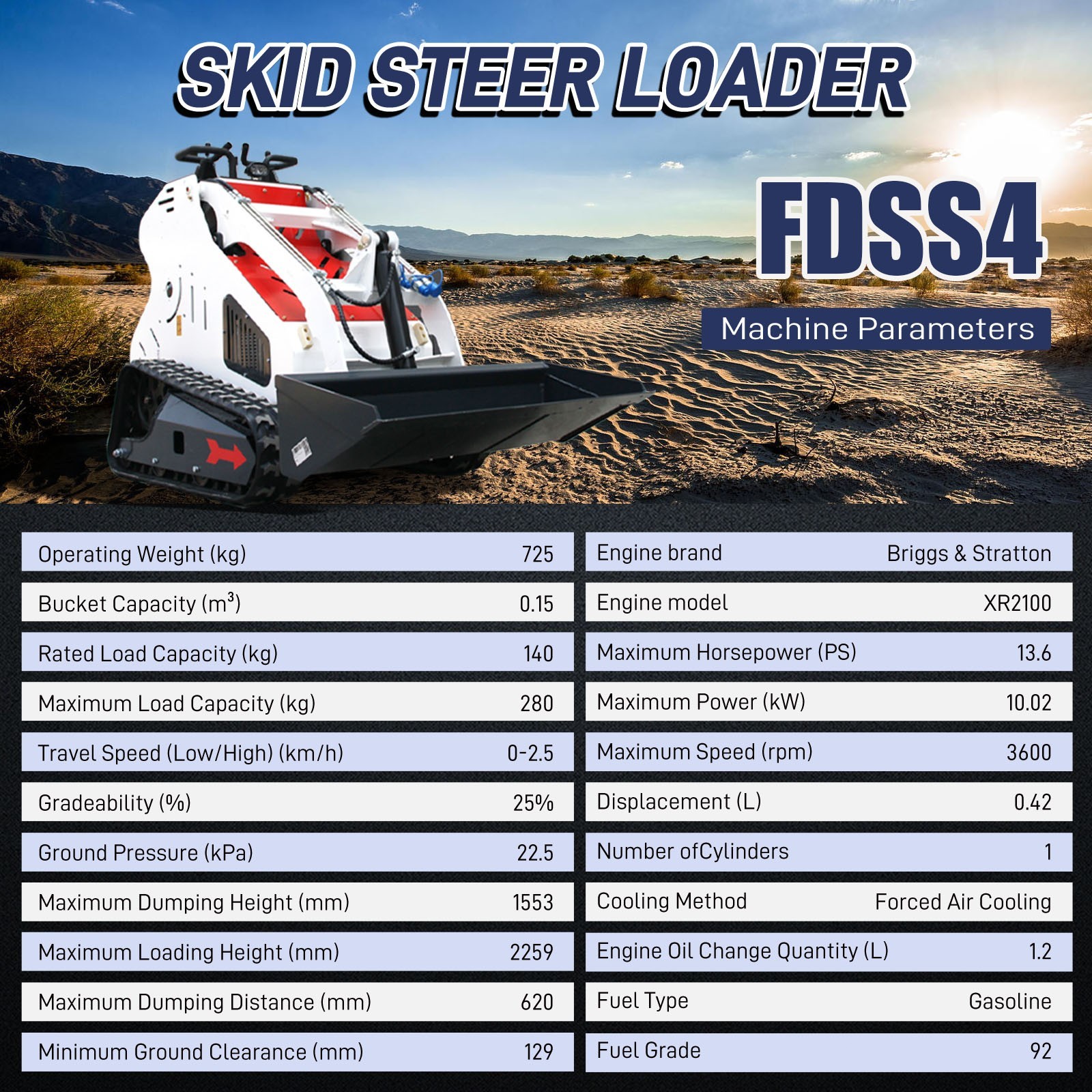 Mini Skid Steer Loader Tracked 13.5HP Stand-on Compact Skid Steer USA Stock