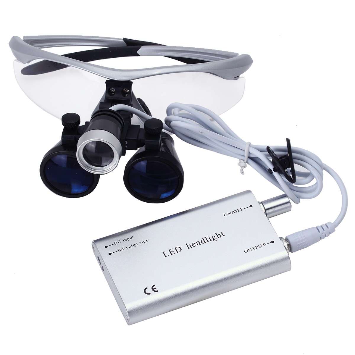 Dental Surgical Binocular Loupe Magnifier Glasses 3.5X-R Dentisit LED Head Light