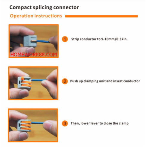 50 PCS, 222 REUSABLE TERMINAL BLOCK LEVER HOME WIRE CONNECTOR – 5 WAY
