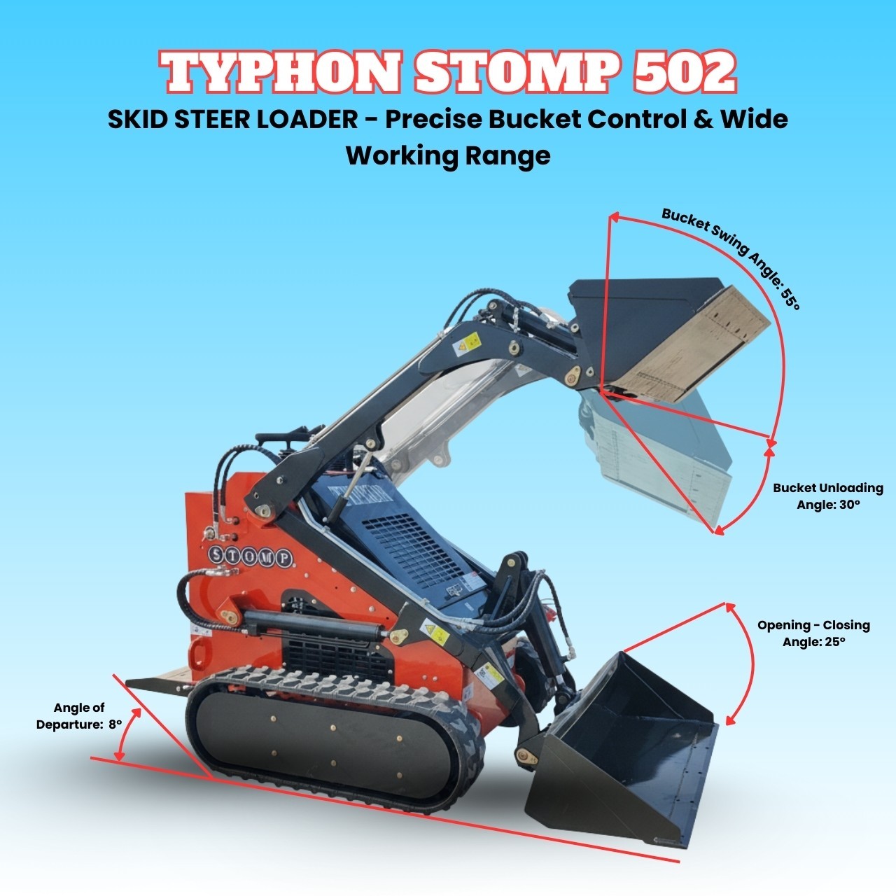 TYPHON STOMP 502 Compact Tracked Skid Steer Loader 22.1HP Honda Gasoline engine