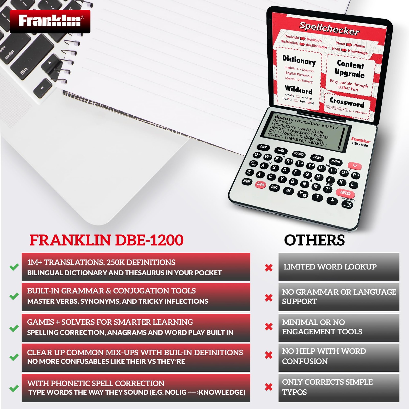 Franklin DBE-1200 English-Spanish Bilingual Electronic Dictionary & Translator