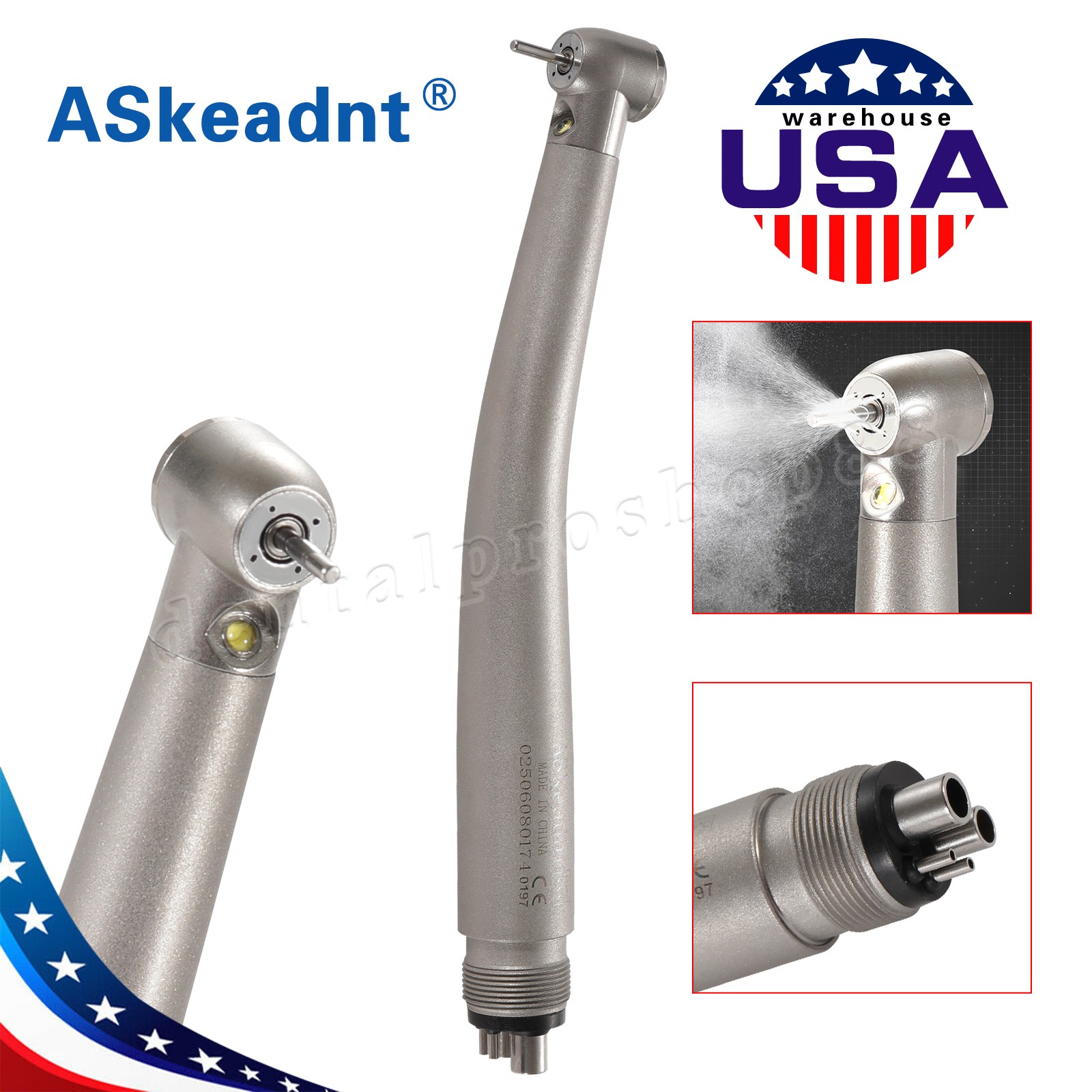 Standard Dental Fiber Optic LED E-generator high speed handpiece Turbine 4 Holes