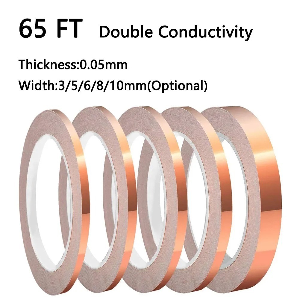20m Copper Foil Tape Double Conductive EMI Shield 1/4 Inch