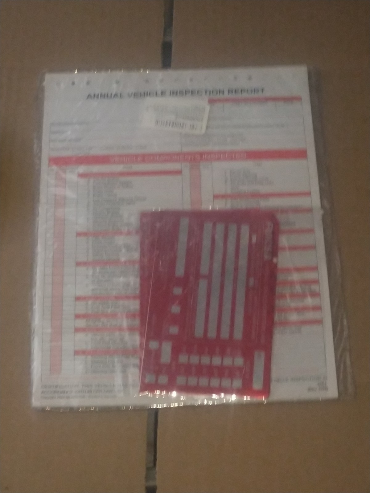 10 PACKS! Annual Vehicle Inspection Report With Red Aluminum, FMCSA