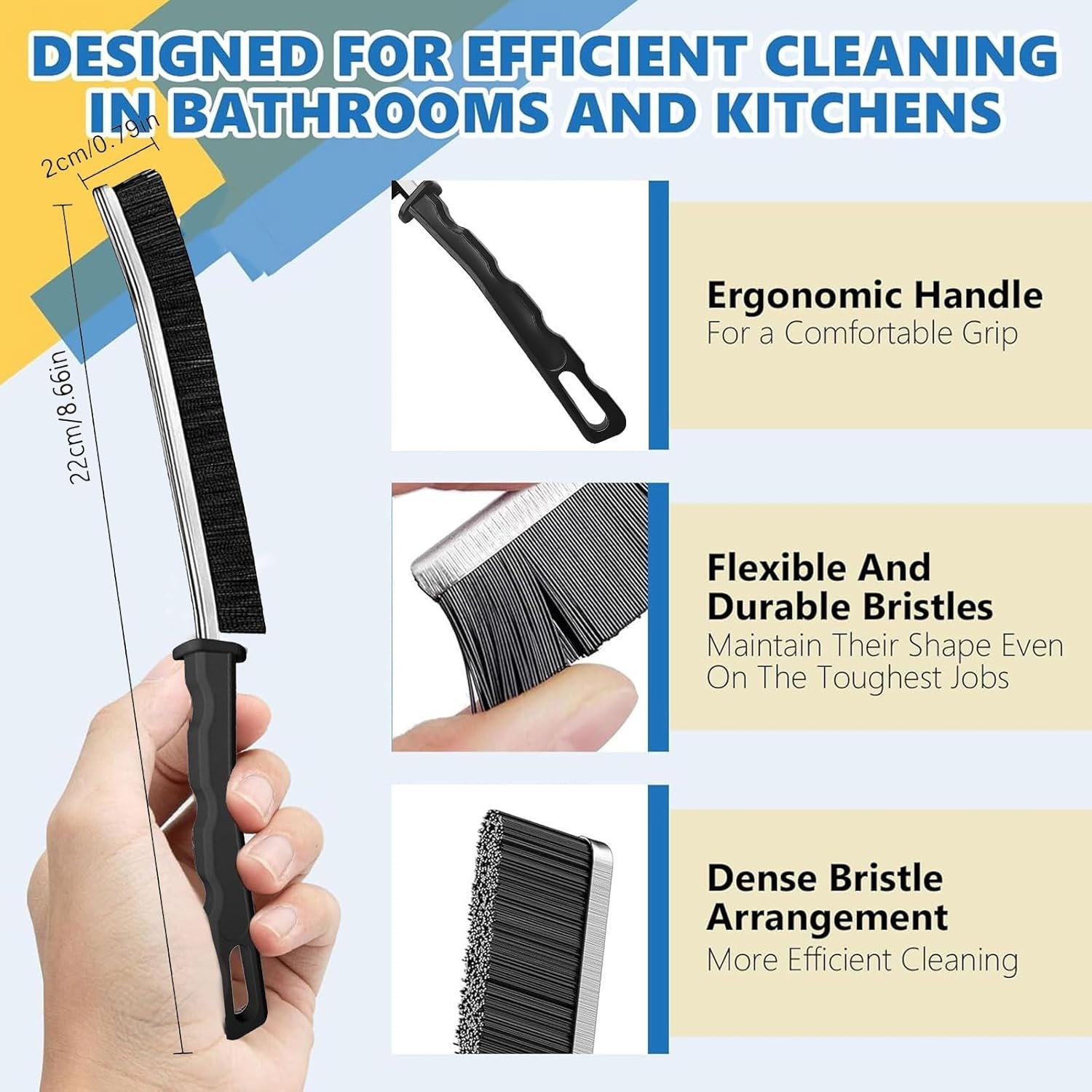 12 Pack Crevice Cleaning Brush Set Hard Bristle Gap Cleaning Tool