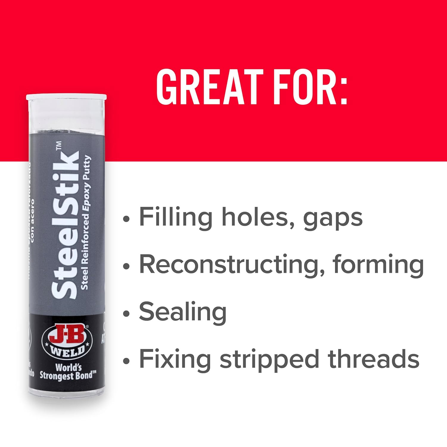 Steelstik, 1 Hour Cure, Steel Reinforced Epoxy Putty Stick – 2 Pack, Dark Grey (