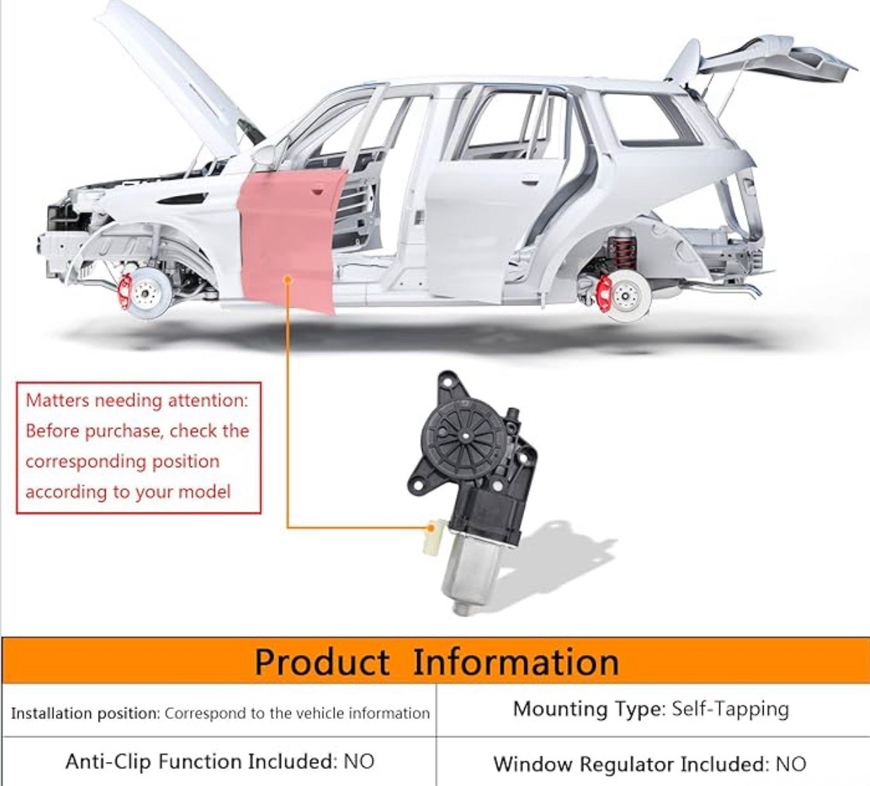 2 Pins Power Window Motor Compatible with Chrysler 200/Cirrus(Mexico)/Sebring…