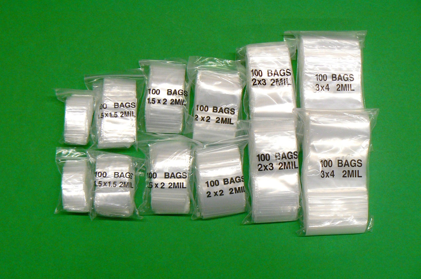 1200 Bags Assorted 2mil Clear Reclosable Assortment 6 Sizes 200each – 1×1 To 3×4