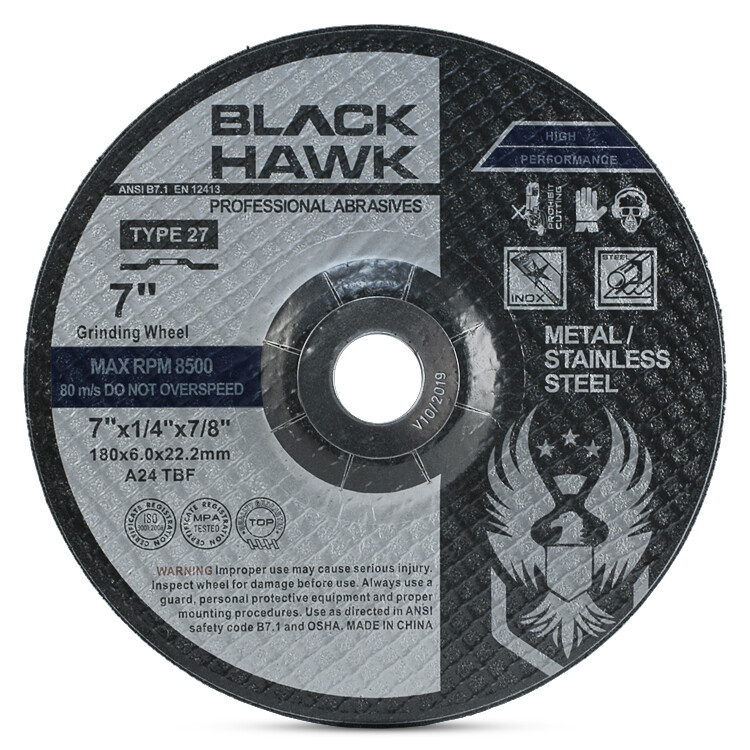 50 Pack – 7″ x 1/4″ x 7/8″ Black Hawk Grinding Wheels T27 Discs for Metal