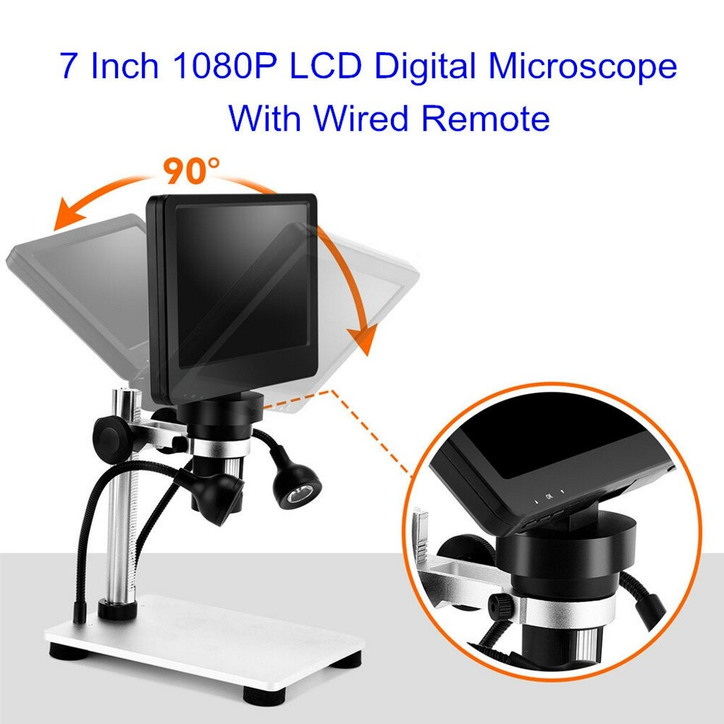 TOMLOV 7″ Lcd Digital Microscope 1200x Coin Magnifier 1080p Video Camera 12MP