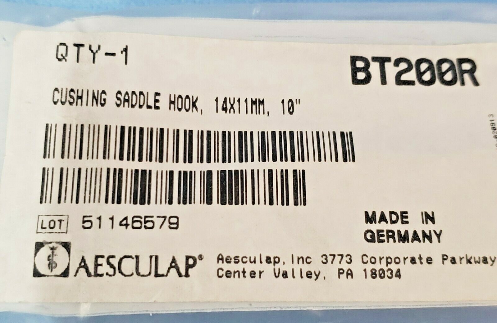 Aesculap Cushing Saddle Hook Retractor, BT200R, 10″, Brand New In Package!