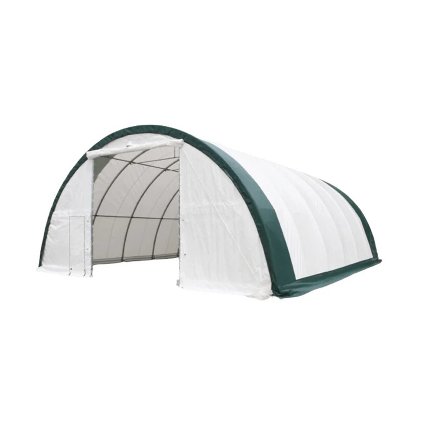 30’x40’x15′ Single Truss Arch Storage Shelter| 15OZ PVC Canvas W/Man Door