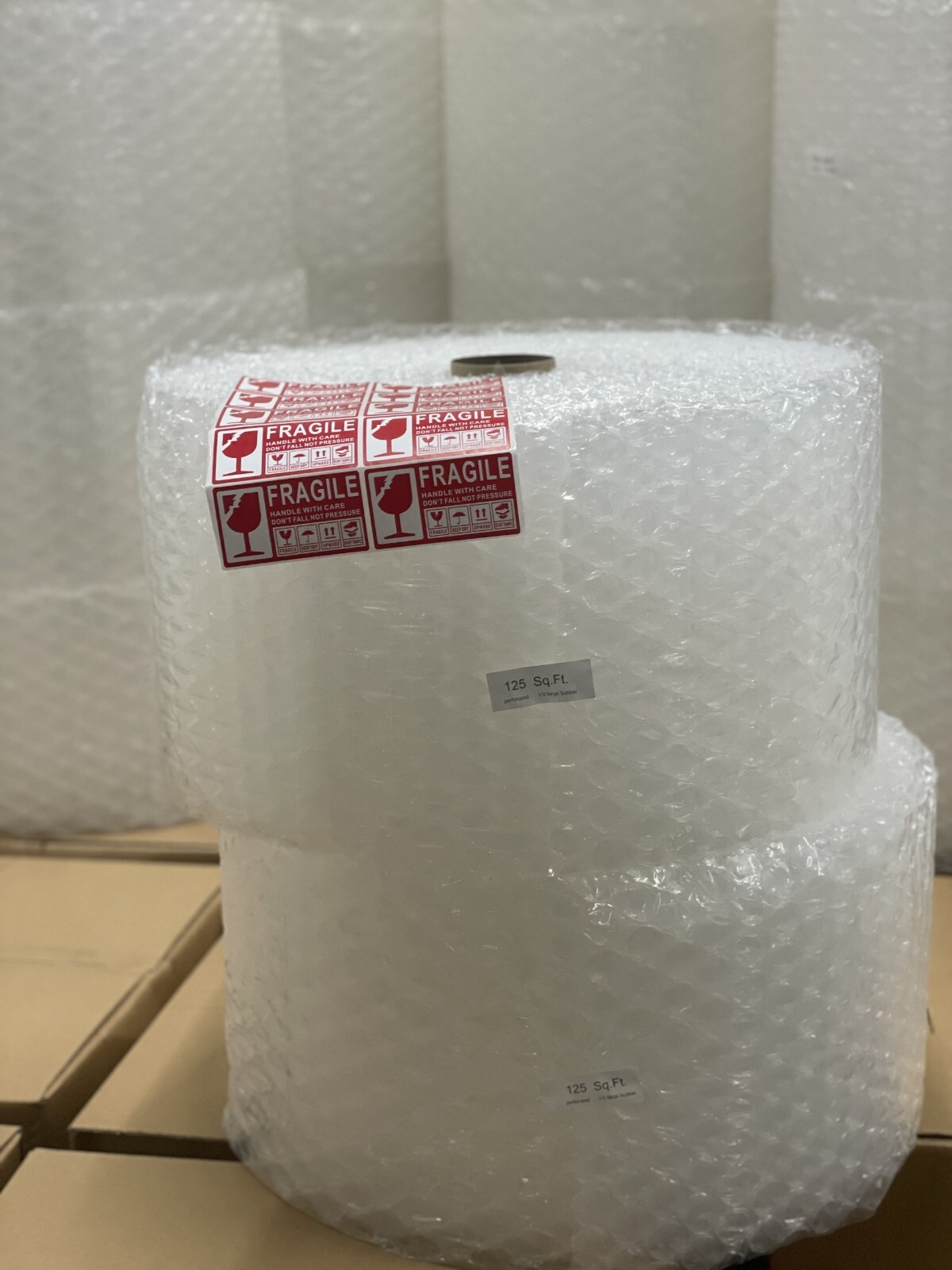 LARGE BUBBLE Cushioning Wrap 1/2″ 12”X250ft Perforated Every 12″