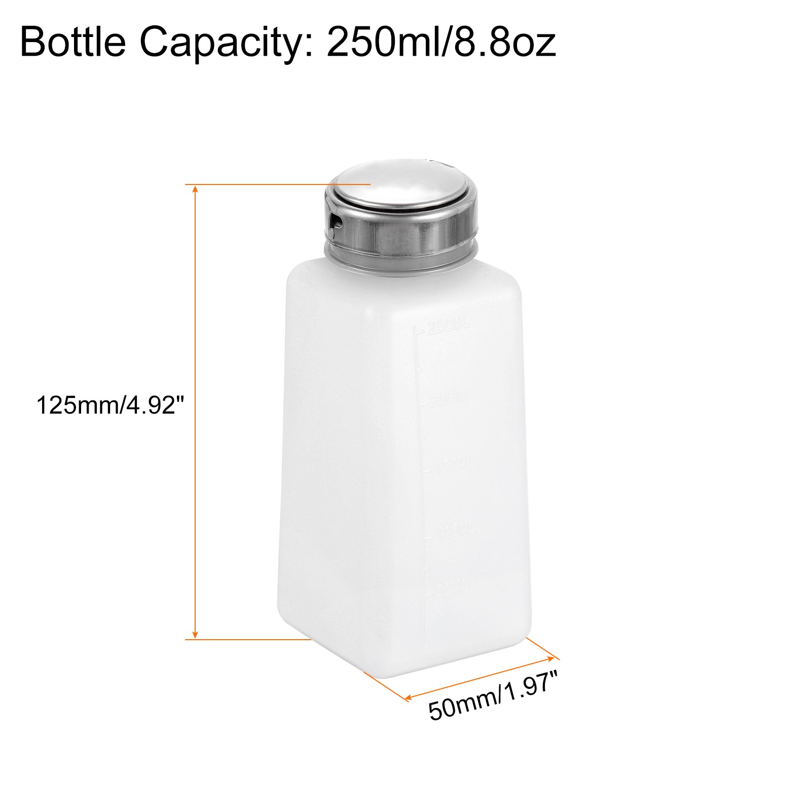 2pcs Solvent Alcohol Dispenser 250ml Push Down Nail Polish Remover Bottle White