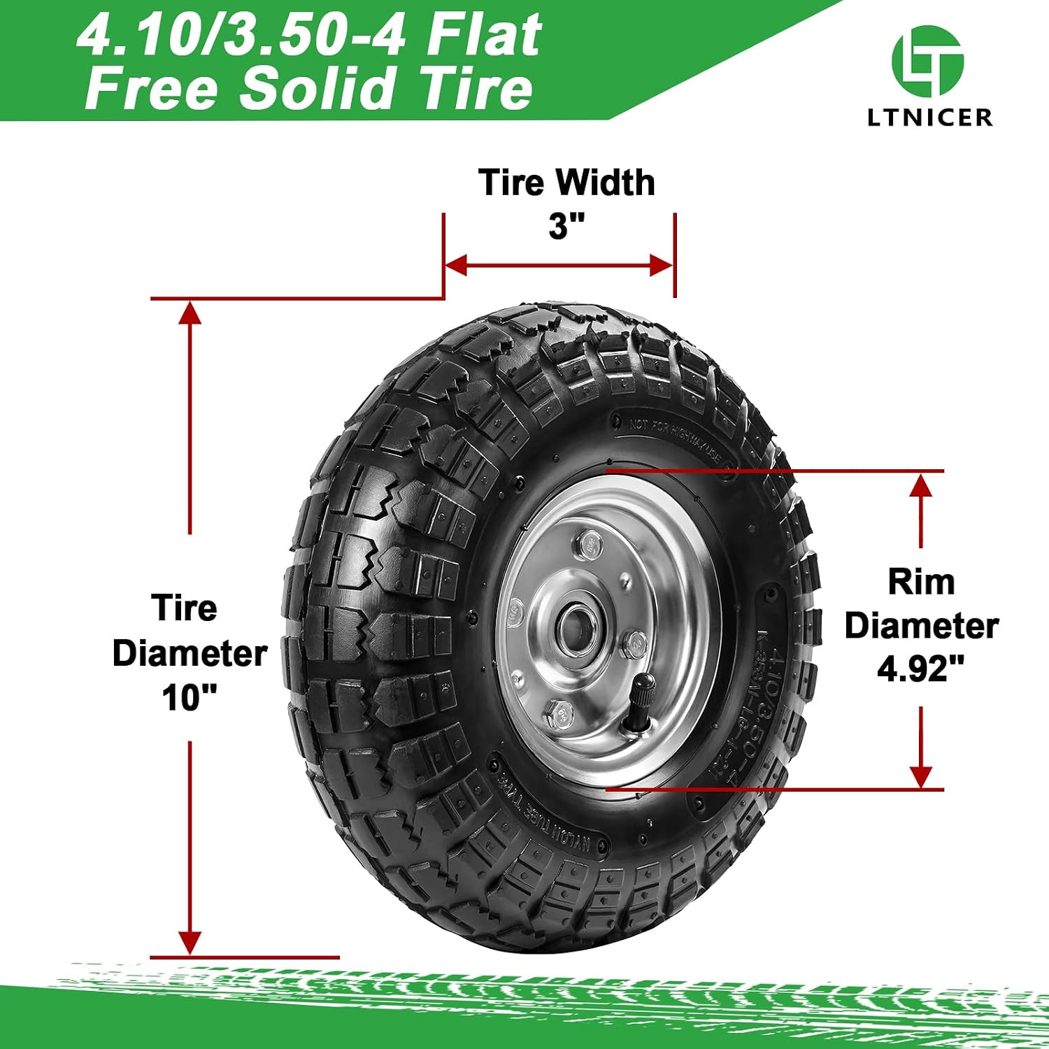 10″ Heavy-Duty Replacement Tires, 4.10/3.50-4″ for Gorilla Carts,Hand
