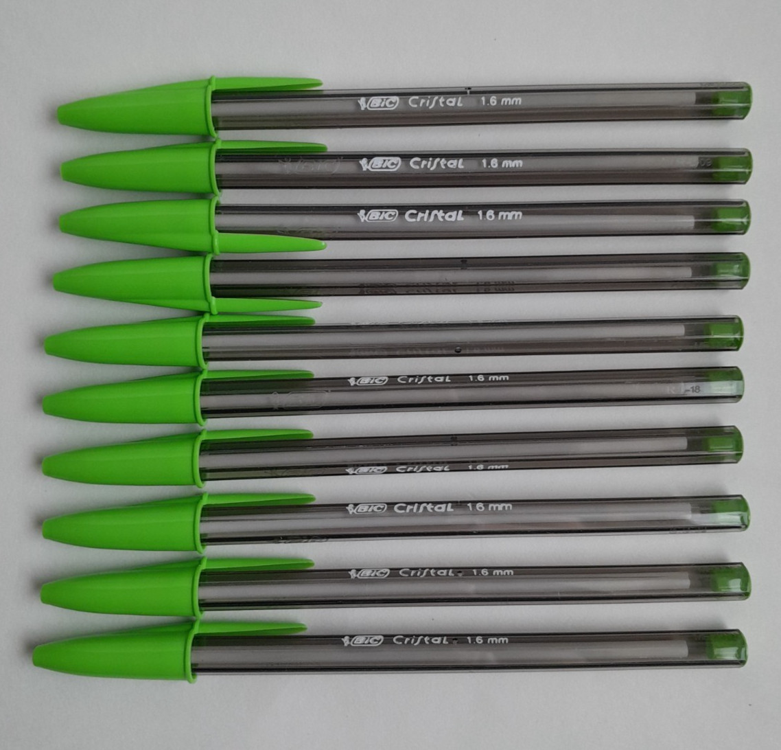 Bic Cristal Xtra Bold Light Green Ballpoint Pens 1.6mm Lot of 10 Brand New
