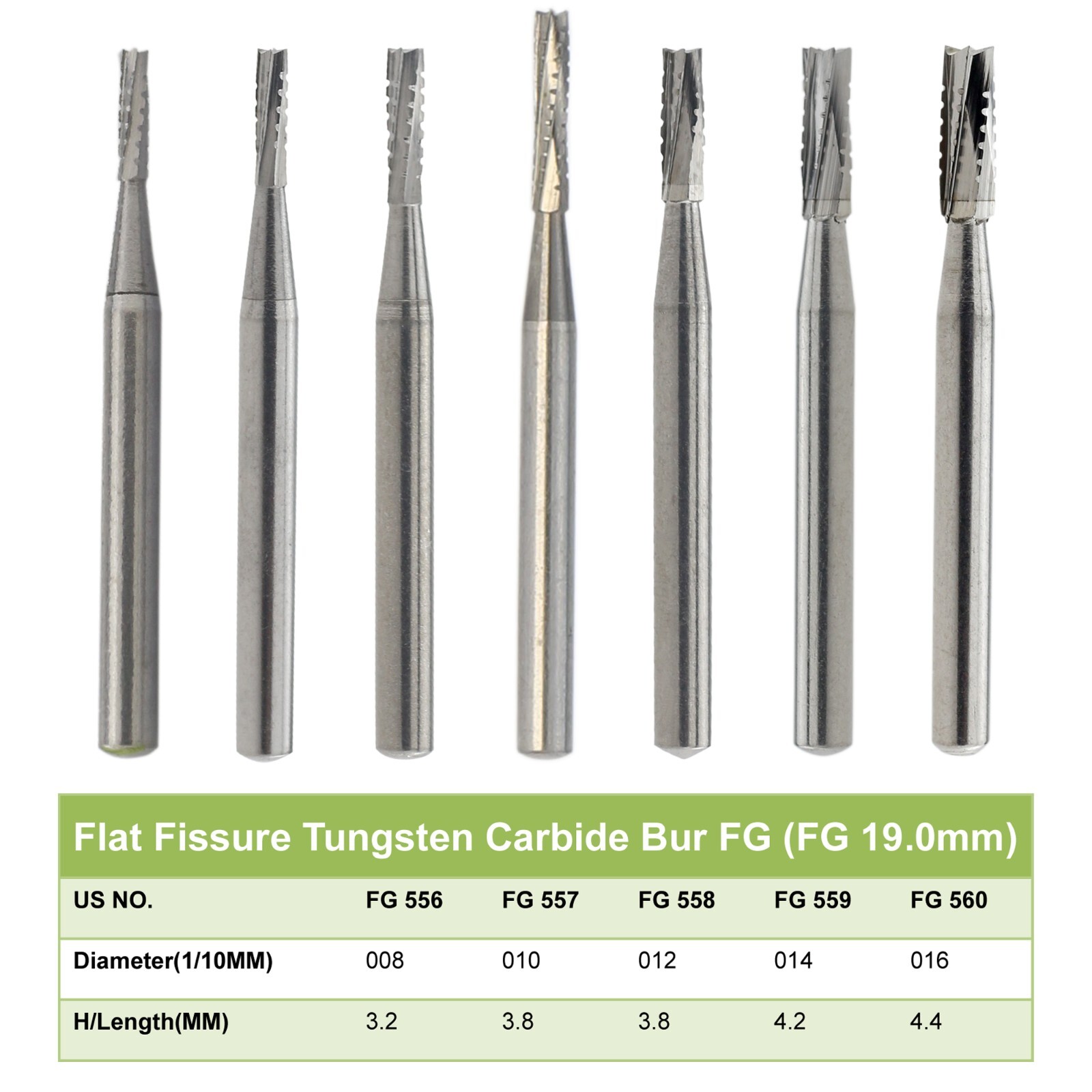 Wave Dental Carbide Burs High Speed Friction Grip 19mm Surgical FGOS FG 25mm