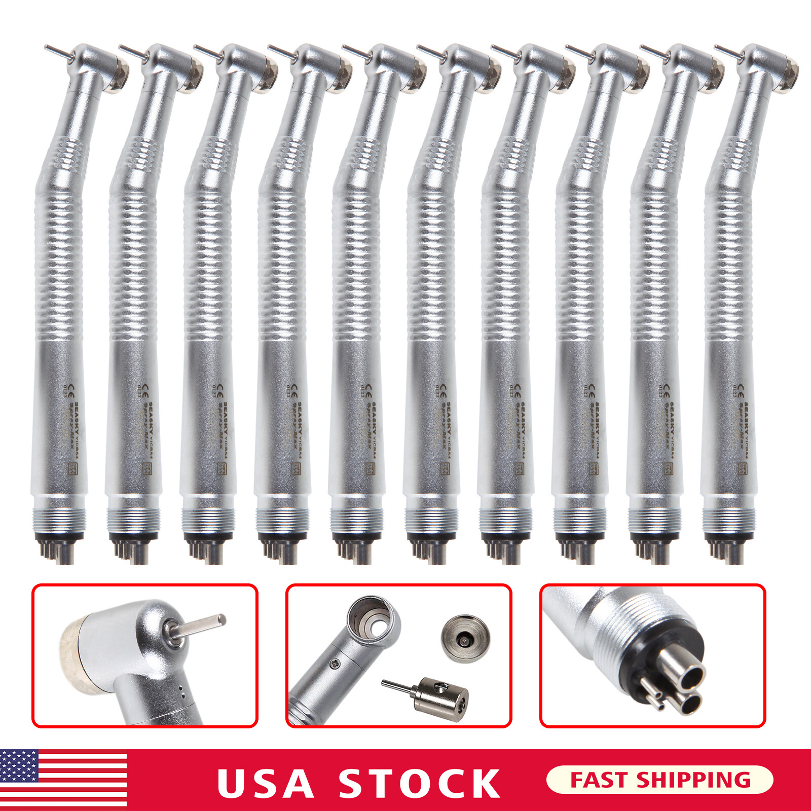 1-10 NSK Style Dental High Speed Handpieces Push Button 4 Holes Air Turbine Y1BA