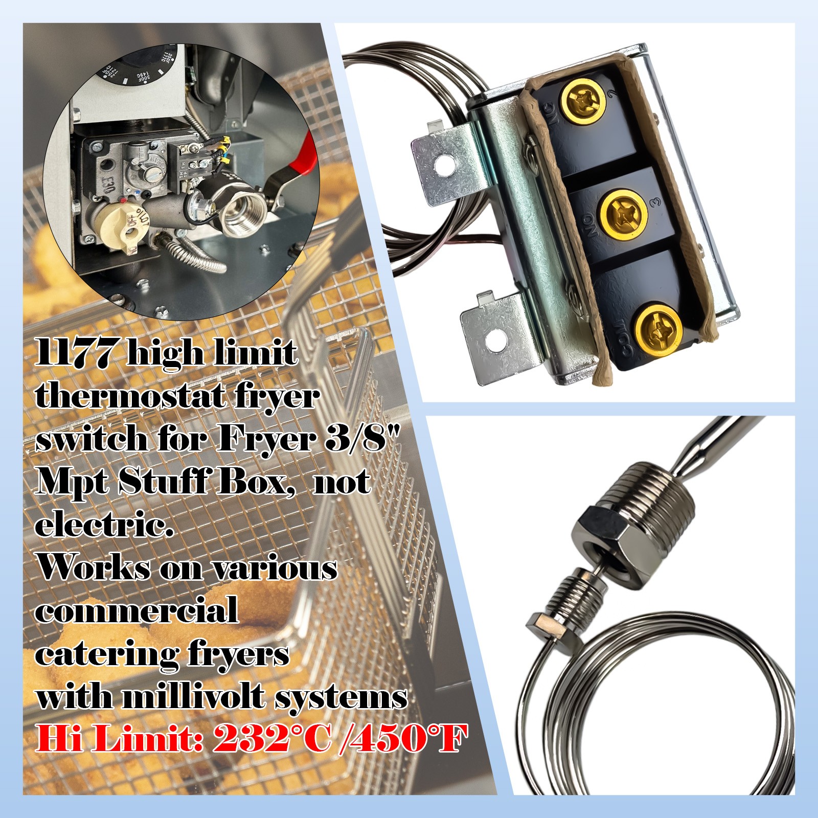1177 High Limit Fryer Switch Replacement LCCM2003000 for ATOSA 301030005 Gas Fry