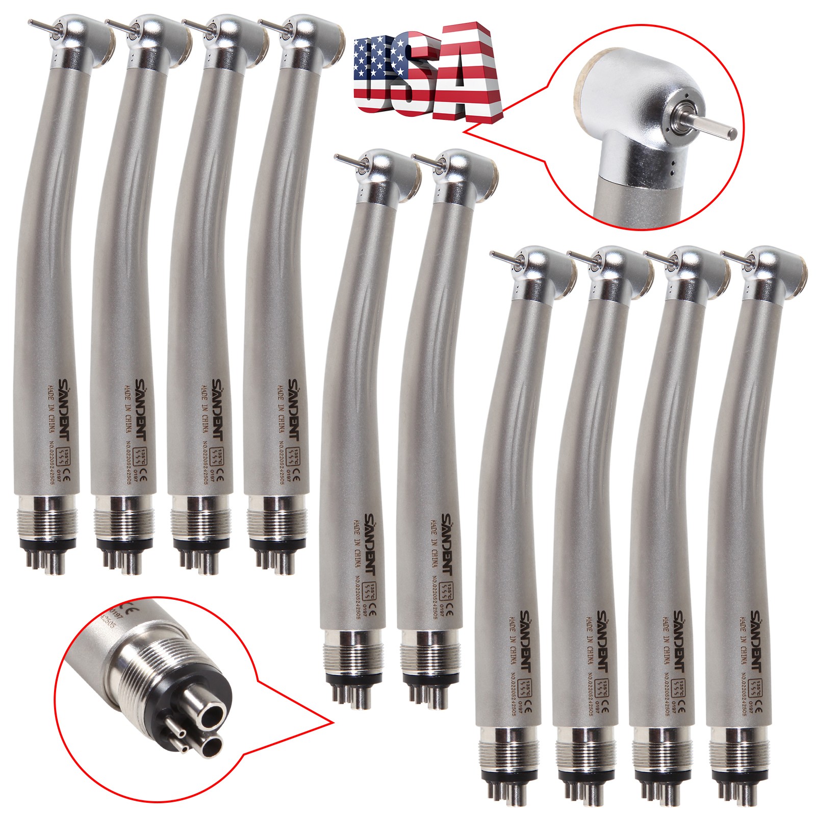 SANDENT NSK Style Dental High Speed Handpiece Push Button Turbine 2Hole 4Hole