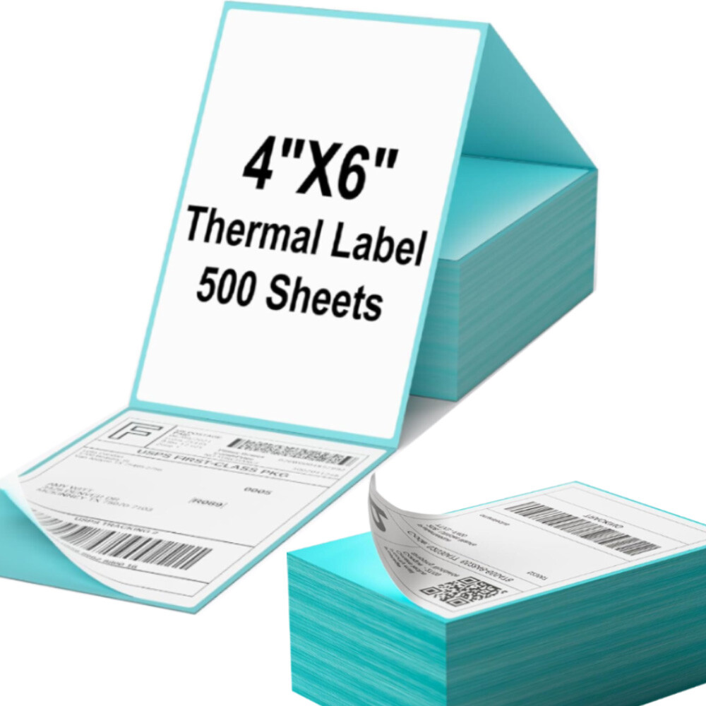 500/1000 4″x6″ Fanfold Direct Thermal Shipping Labels for Zebra & Rollo Printers