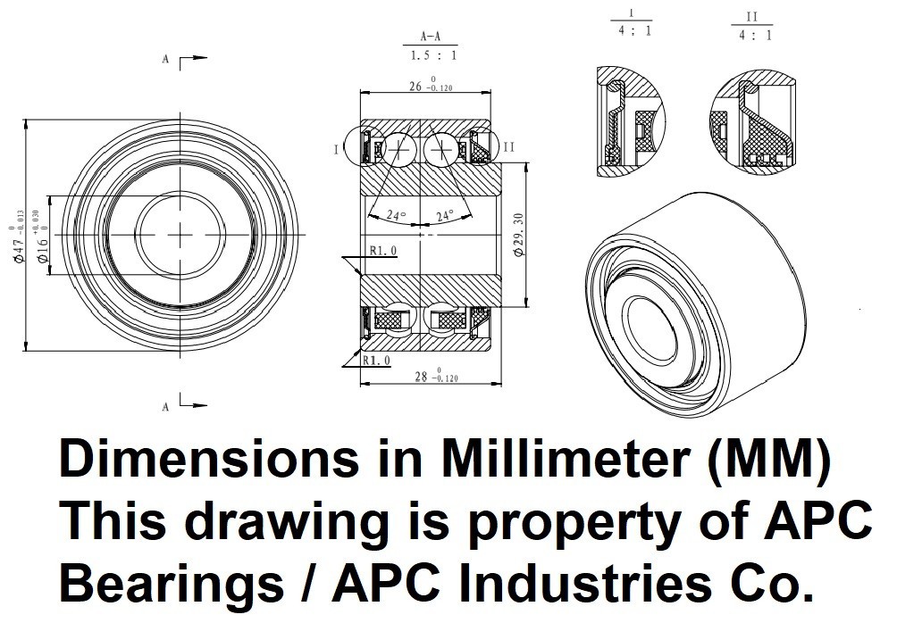 Premium Ag HD Double Row Bearing 5204KRP51 w/3-Lip Seal 0.635″ x 1.85″ x 1.149″