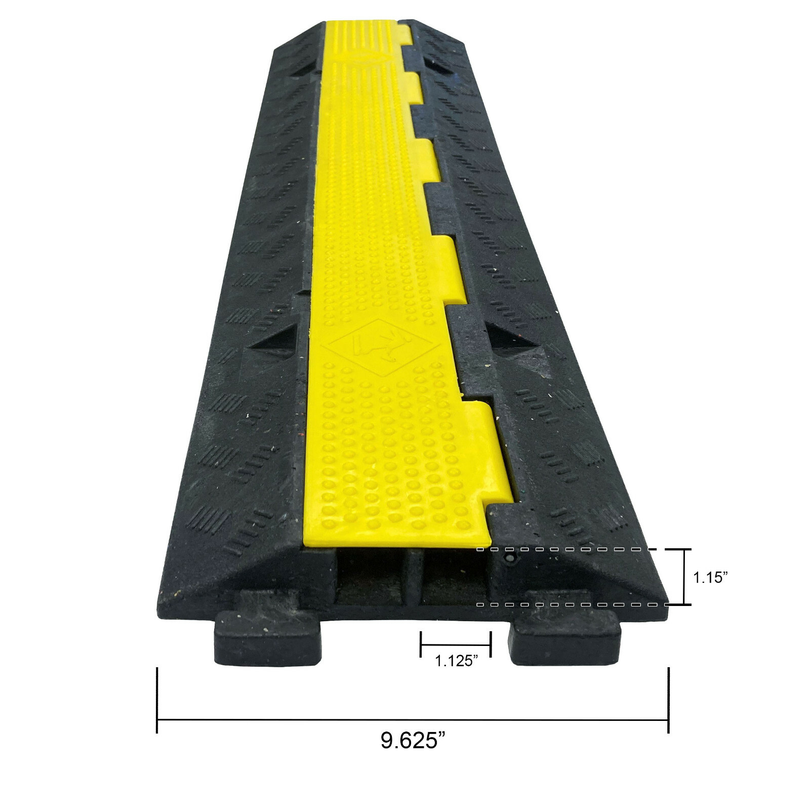 Electriduct 2 Channel Heavy Duty Rubber Cable Protector – Yellow Lid, Black Base