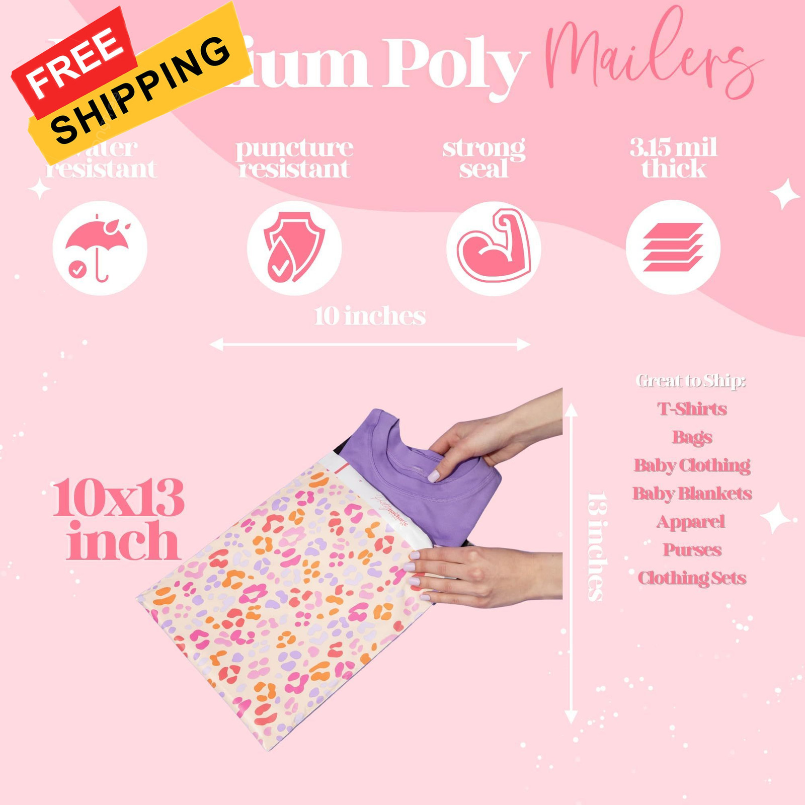 Pretty Package Store Designer Poly Mailer Variety Pack 6×9, 10×13, 14.5×19