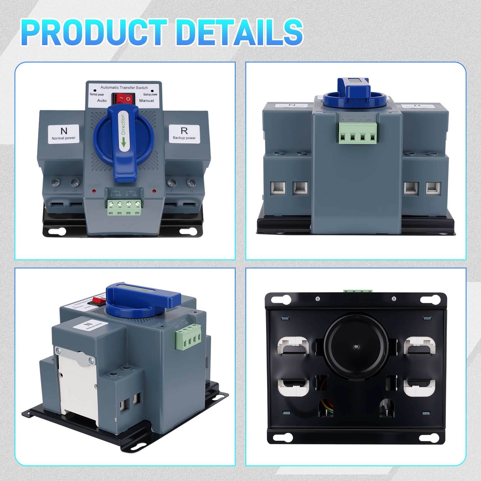 2P Dual Power Automatic Transfer Switch 60HZ Changeover Transfer Switch Tool 63A