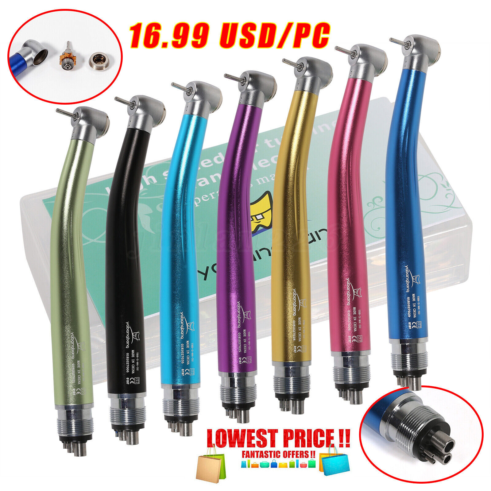 Dental Air Turbine PANA MAX High Speed Color Handpiece 2/4Hole Fit NSK CHABM