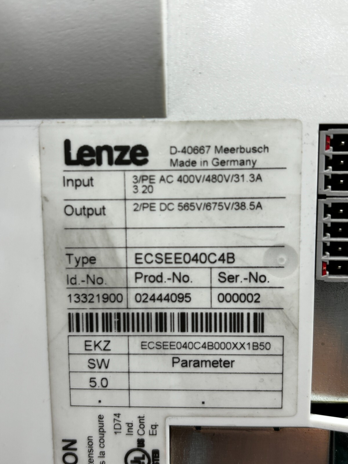 LENZE ECSEE040C4B ECS POWER SUPPLY MODULE SERVO DRIVE “FREE SHIPPING” 🎯