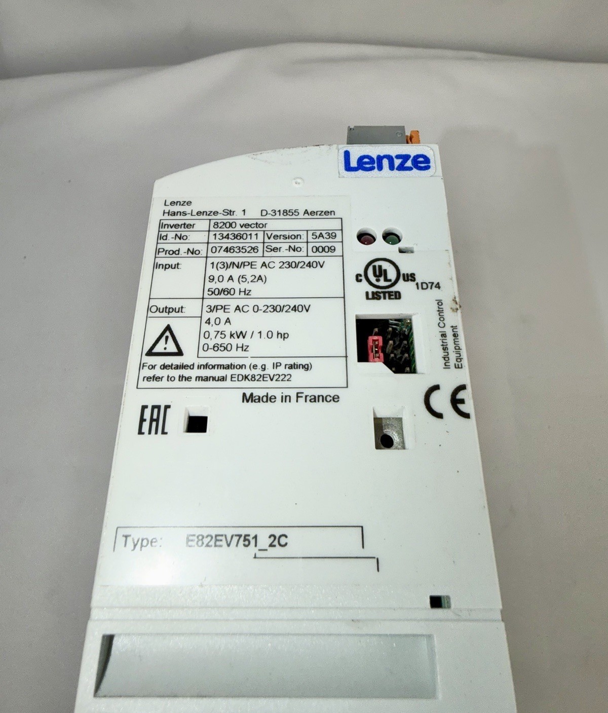 LENZE 8200 VECTOR VARIABLE INVERTER DRIVE E82EV751_2C
