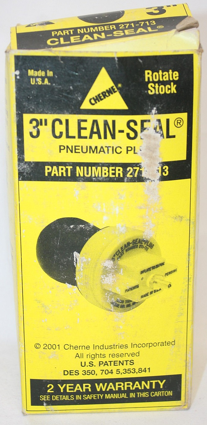 LOT of 6 Cherne 3″ Clean-Seal Pneumatic Plugs 271-713 271713 35 PSI Screw-On