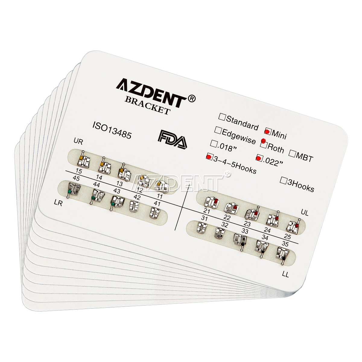 5packs AZDENT Dental Orthodontic Brackets Braces Metal Mini Roth.022 Hooks 345