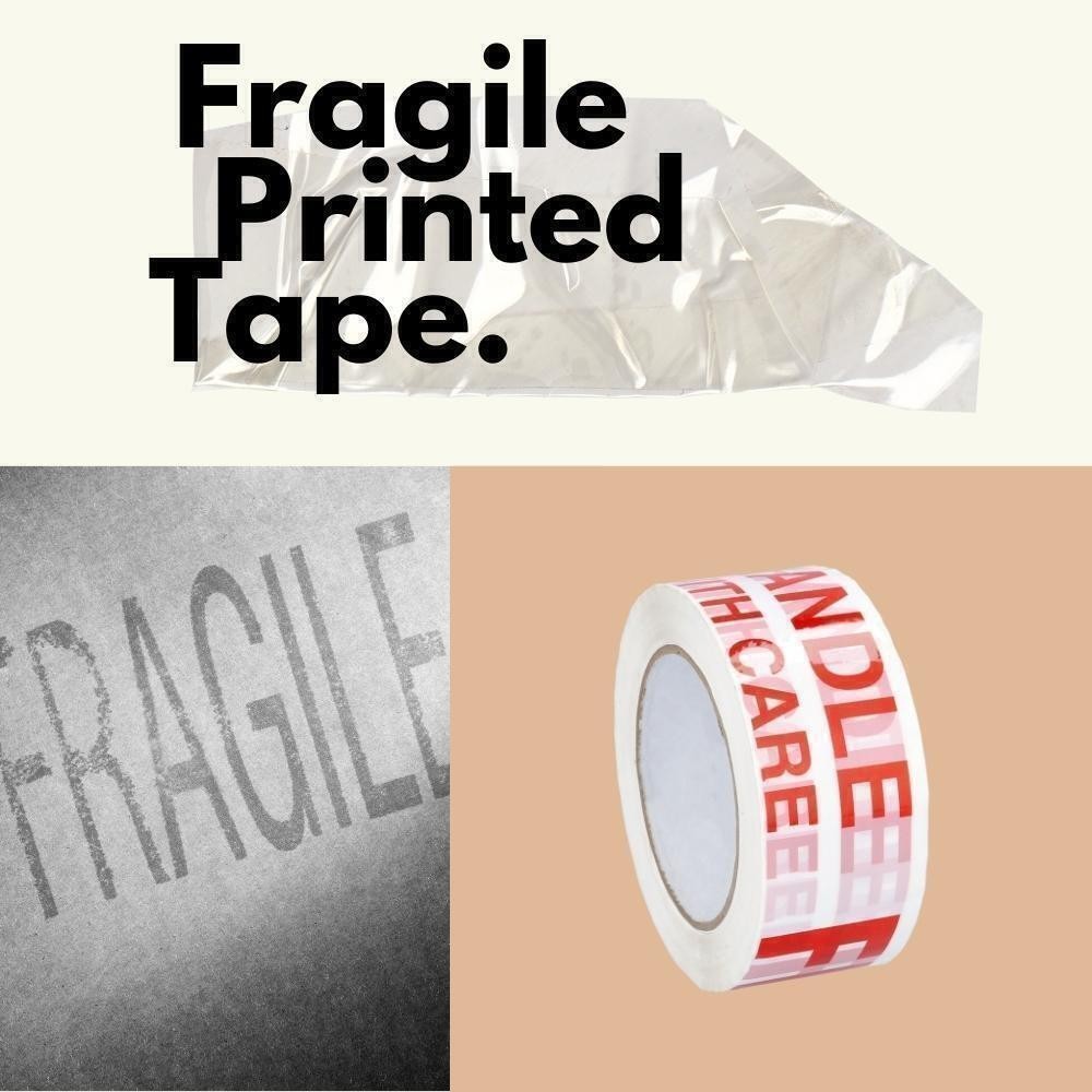 48mm x 100m Fragile Marking Tape Handle w/ Care Shipping Packing 2 Mil 12 Rolls