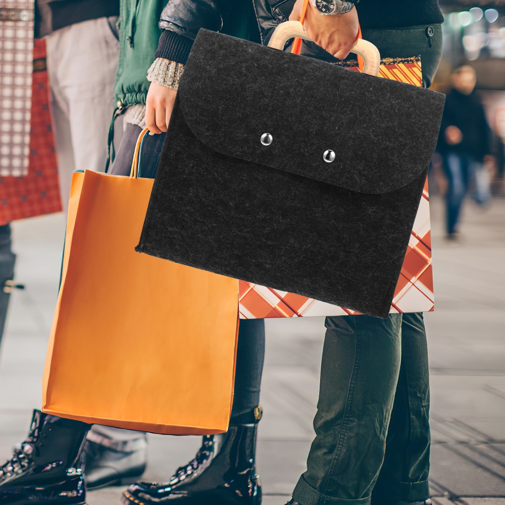1Pack Dark Grey Felt Tote Bag for Business Setting Professionals