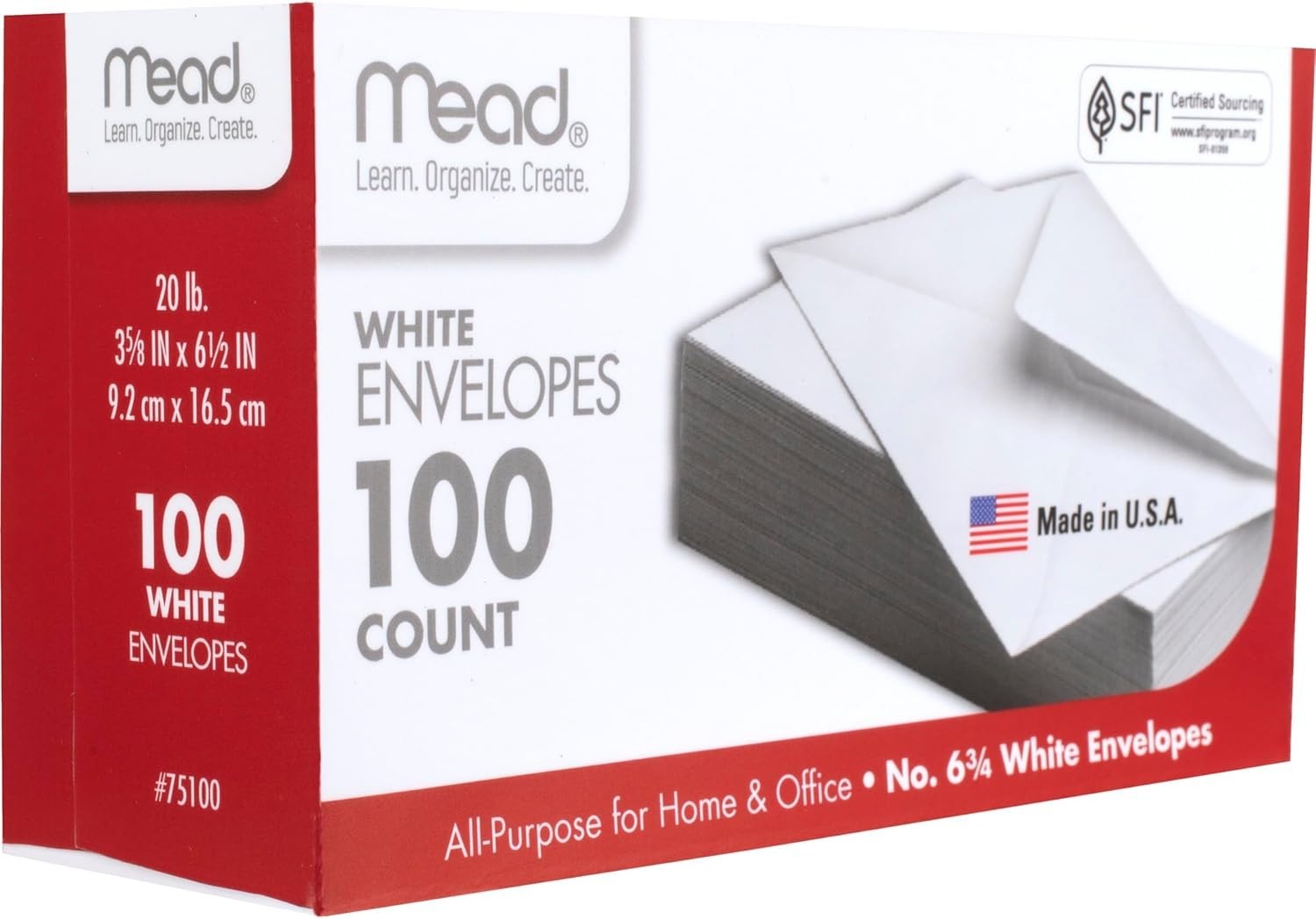 Meadwestvaco 100 Count White Gummed Security Envelopes, 6 3/4″ for Business Use