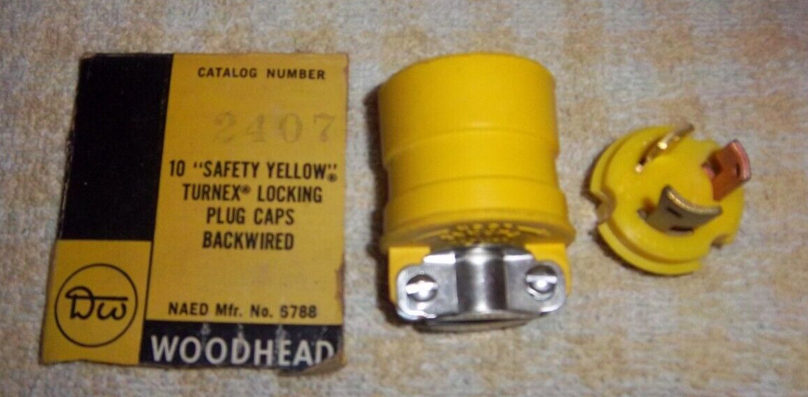 NEW WOODHEAD 2407 15 AMP 125 VOLT 10 AMP 250 VOLT 3 WIRE PLUG TURNEX