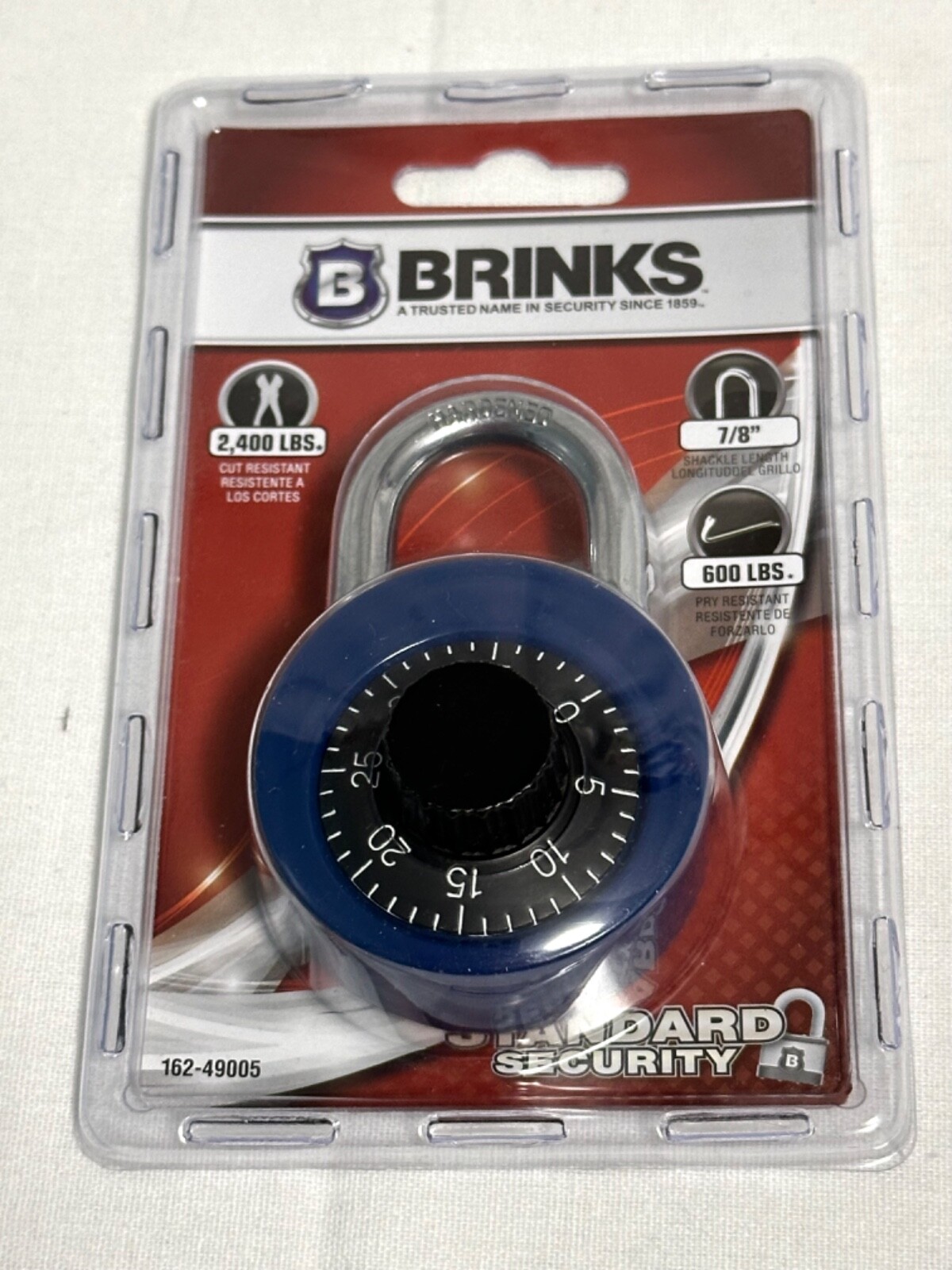 Brinks Dial Combination 40-Digit Padlock Blue 47mm 162-49005 NEW Sealed Lock