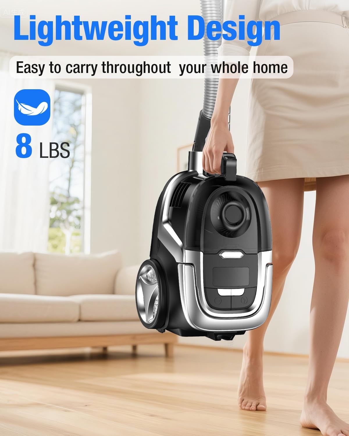 Zefiro Max 1600W Multi-Surface Bagless Canister Vacuum Cleaner 40Kpa Suction